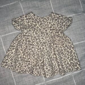 Quincy Mae Brielle Dress 12-18 Months 100% Cotton French Garden Floral Gray